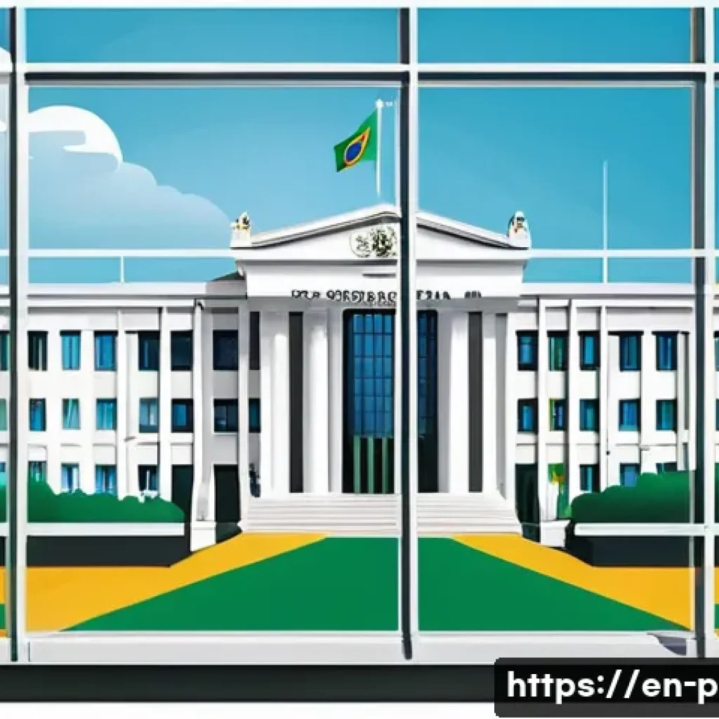 포르투갈어 정치 및 경제 용어 - A detailed and vibrant illustration of Brazil’s federal government structure showing a large modern ...
