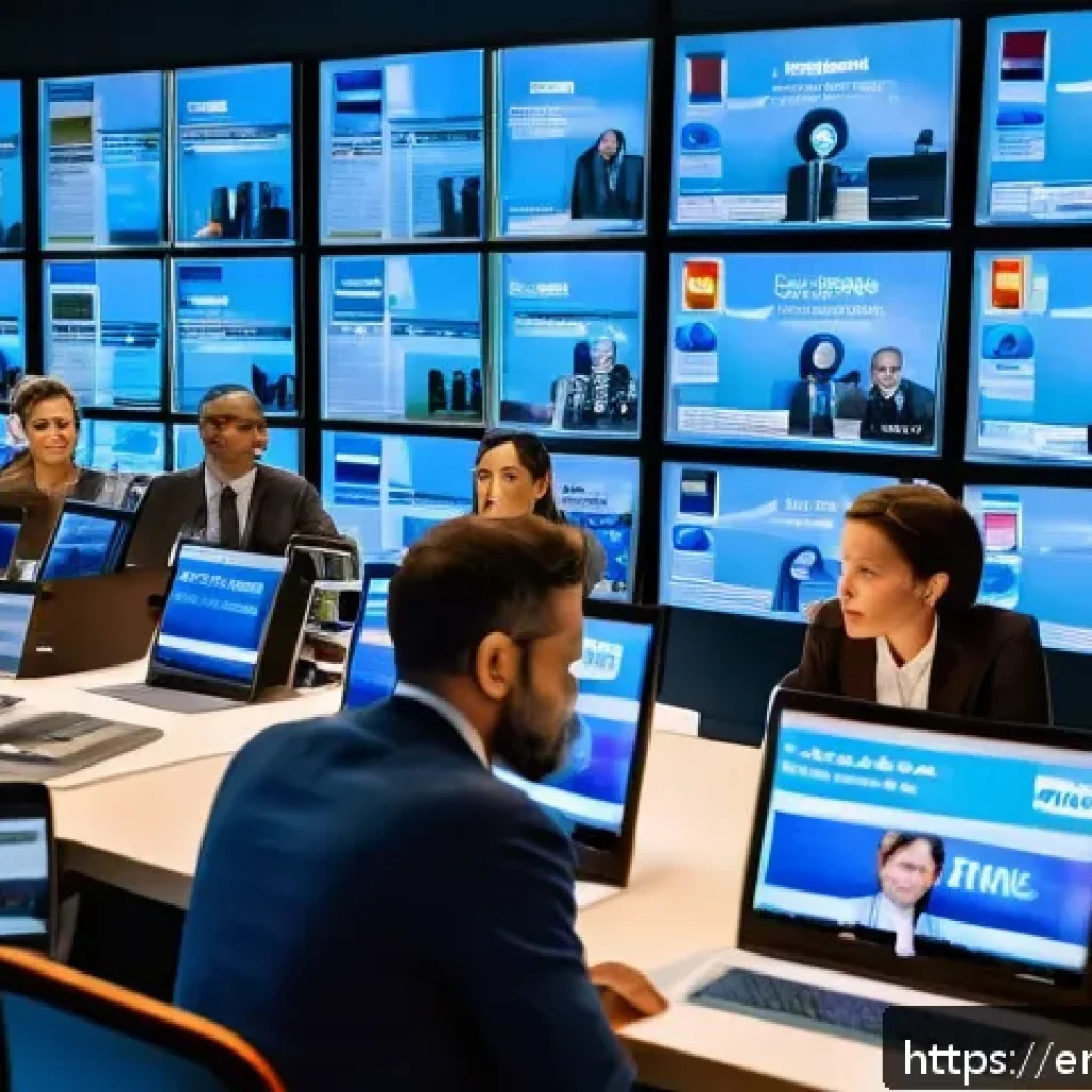 포르투갈어 언론 및 미디어 용어 - A modern Portuguese-language newsroom scene with a diverse team of journalists and an editor-in-chie...