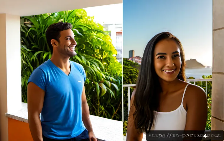 브라질 포르투갈어 vs 유럽 포르투갈어 - Photorealistic split-scene comparison of two friendly Portuguese language tutors in separate bright ...